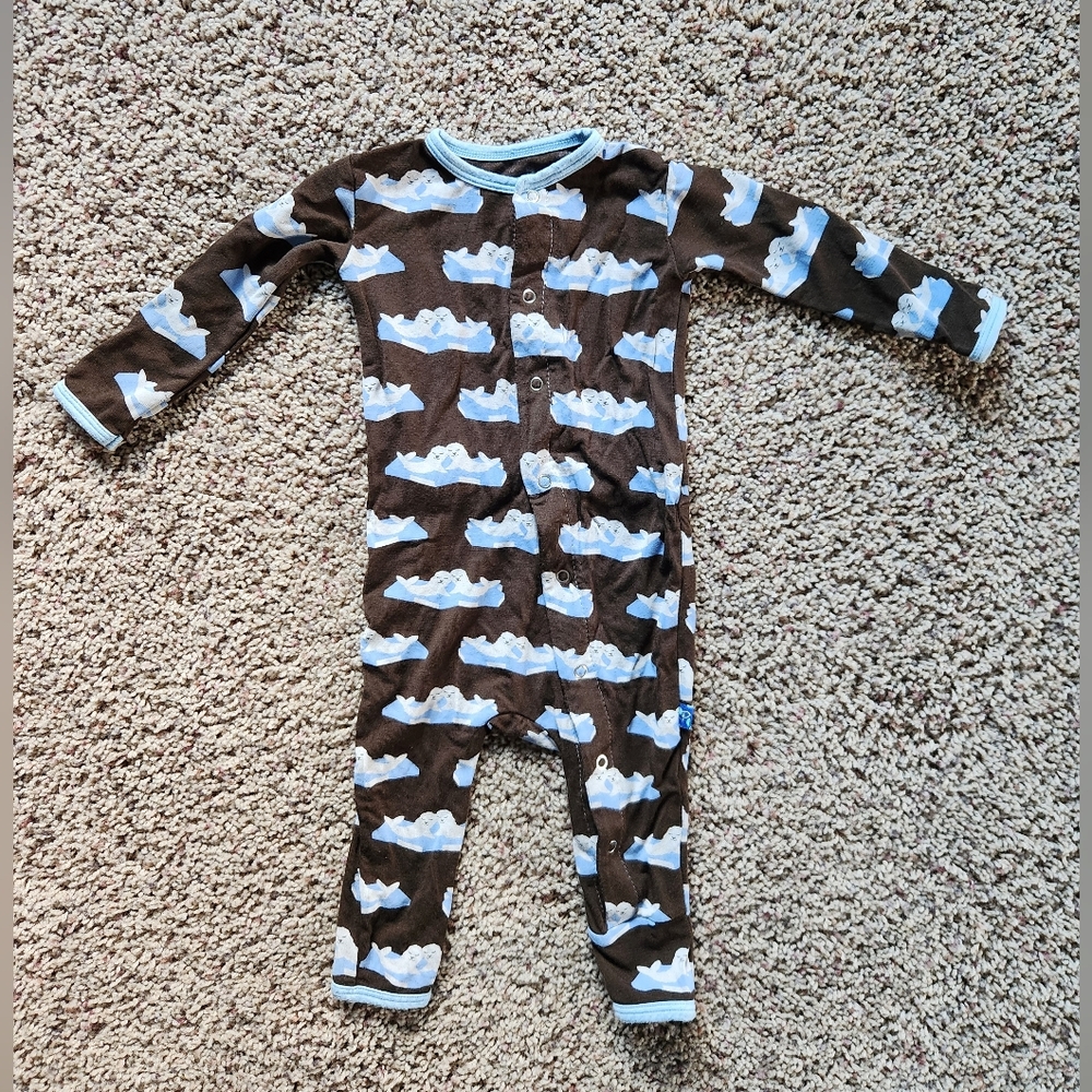 Kickee Pants Seal Print One Piece Bamboo Romper Size 3-6 Months